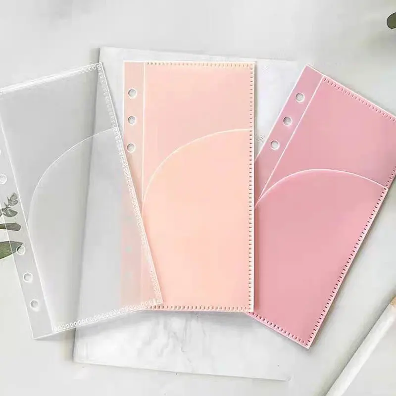 Notebook Inner Pocket Bag, Separador PP, Orçamento Livro, Loose Leaf Dinheiro, Banknote Holder, Organizador, Bolsa de armazenamento, Papelaria, 5Pcs, A6