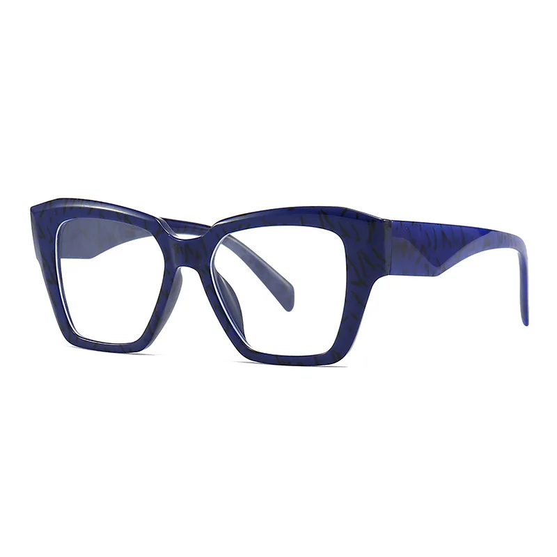 Luxury Brand Anti Blue Light Oversized Square Reading Glasses Women Optical Eyeglasses Computer Goggles Eyewear Dark Blue Frames