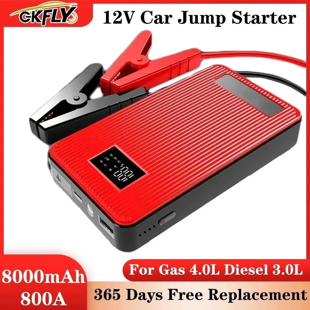 GKFLY Car Jump Starter Portable 8000mAh Emergency Power Bank Booster with LED 800A Emergency Starting Device