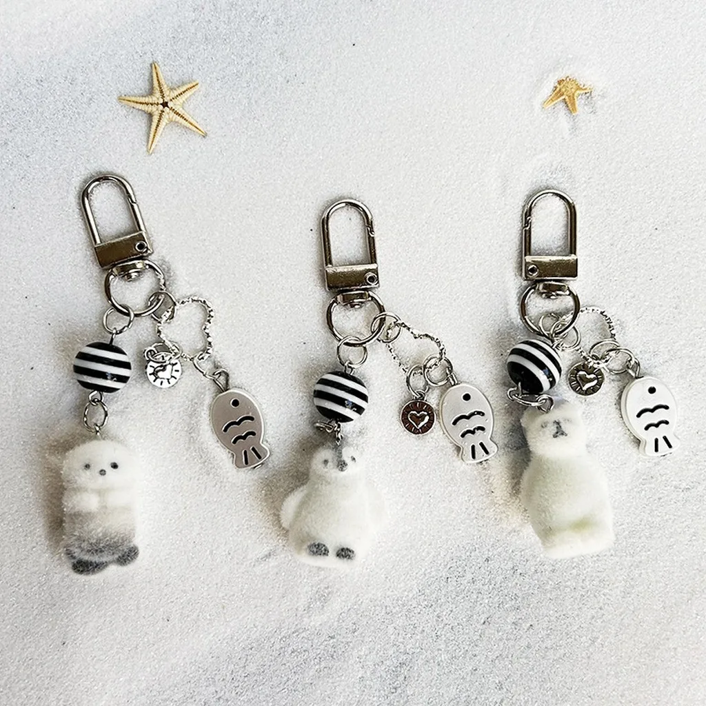 

Cartoon Animal Key Chain Soft Polar Bear Key Chain Plush Bag Charm Vivid Penguin Key Chain For Backpack Handbag Daily Use