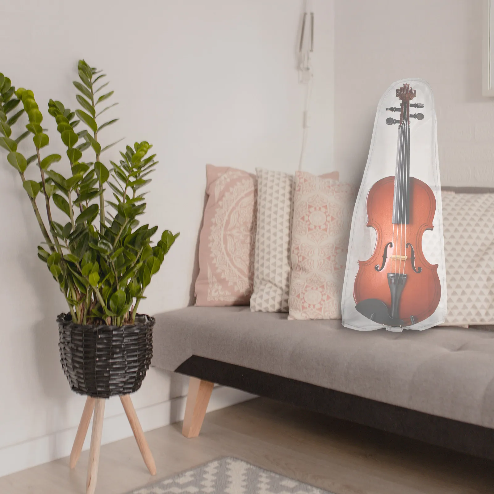 

1Pcs Supple Violin Cover Durable Lightweight Easy to Clean Protect Wear Tear Portable Stylish Musical Instrument Accessory White