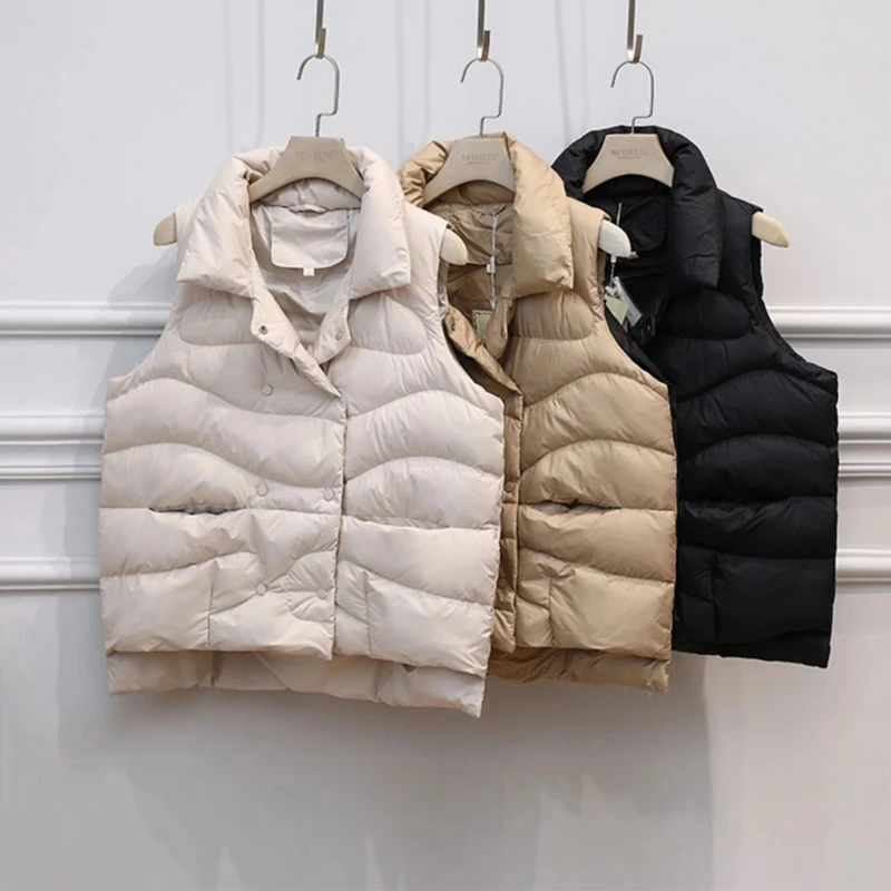 

2024 New Women Autumn Winter Down Vests 90% White Duck Down Sleeveless Jacket Ladies Casual Short Coat Female Waistcoat Coat