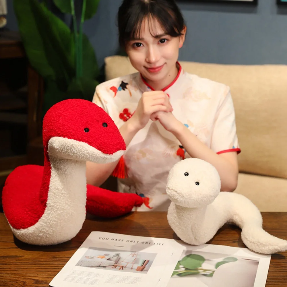 

Happy New Year Snake Year Plush Toy Simulation PP Cotton Snake Year Mascot Toy Red Soft Snake Doll Plushies Home Decor