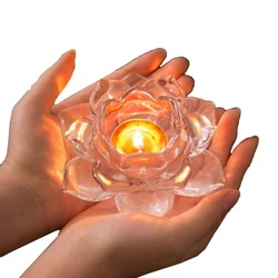 7 Colors Crystal Lotus Candle Holders Feng Shui Bowl Candlesticks Figurine For Candelabra Centerpieces Home Bar Party Decor
