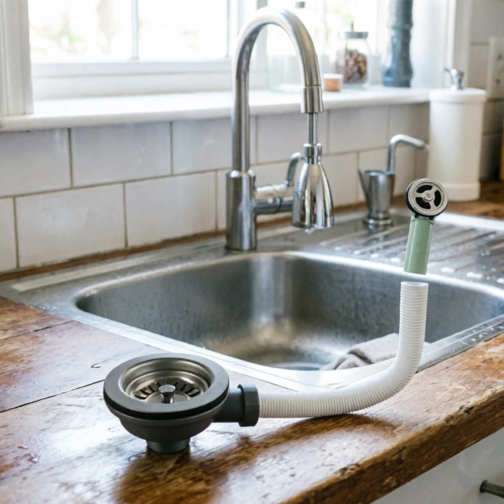 1Pc Stainless Steel Sink Drain Assembly Leak Waste Disposal Kit For Kitchen Bathroom Plumbing Fixtures
