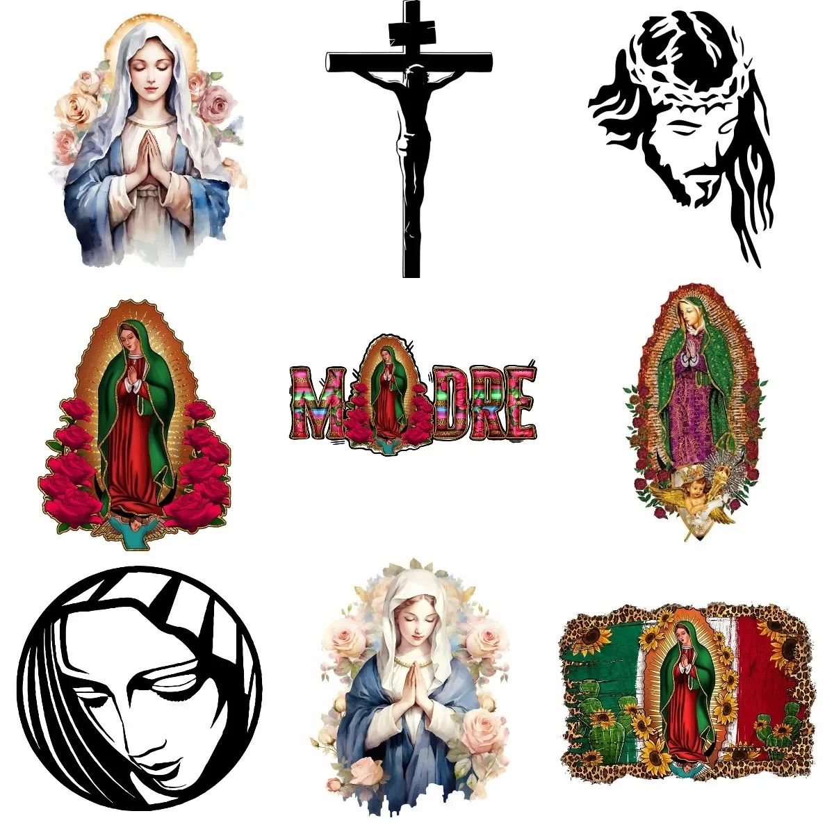 

Virgin Mary Jesus Christ Cross PVC Waterproof Stickers Accessories for Decorate Car Wall Room Window Fridge Motorcycle Van Suv