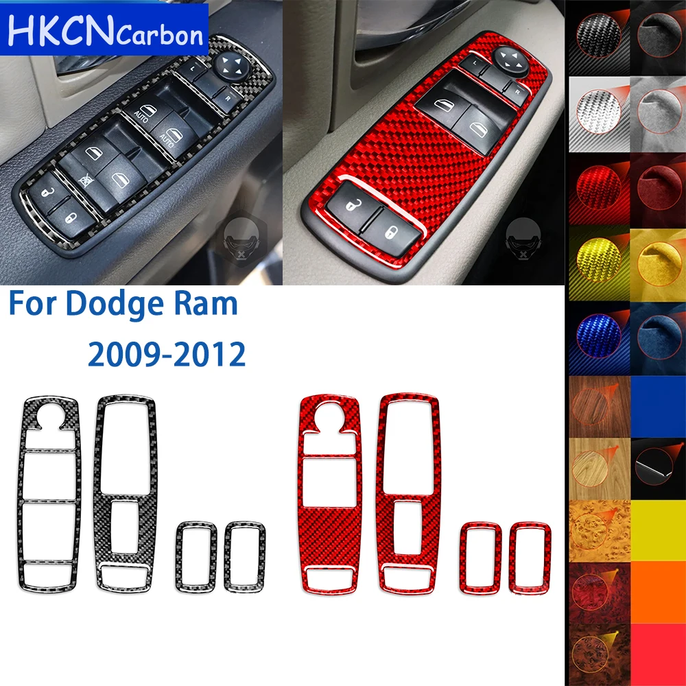 

Для Dodge Ram 1500 2009–2018 автомобильные аксессуары из углеродного волокна, внутренняя панель управления окном, подъемная панель, наклейка, украшение