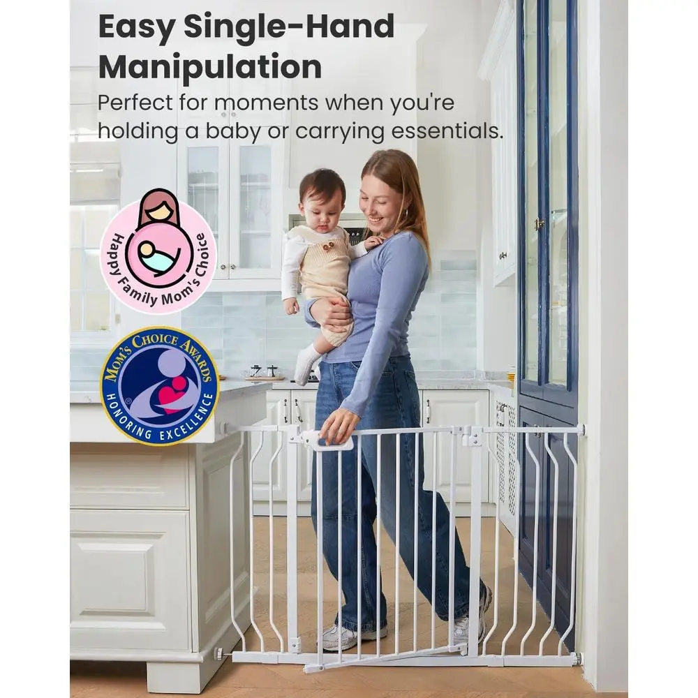 بوابة حيوانات أليفة قابلة للتعديل 30.5-53 ذات إغلاق تلقائي للسلالم والمداخل - سهلة التركيب وآمنة ومتينة