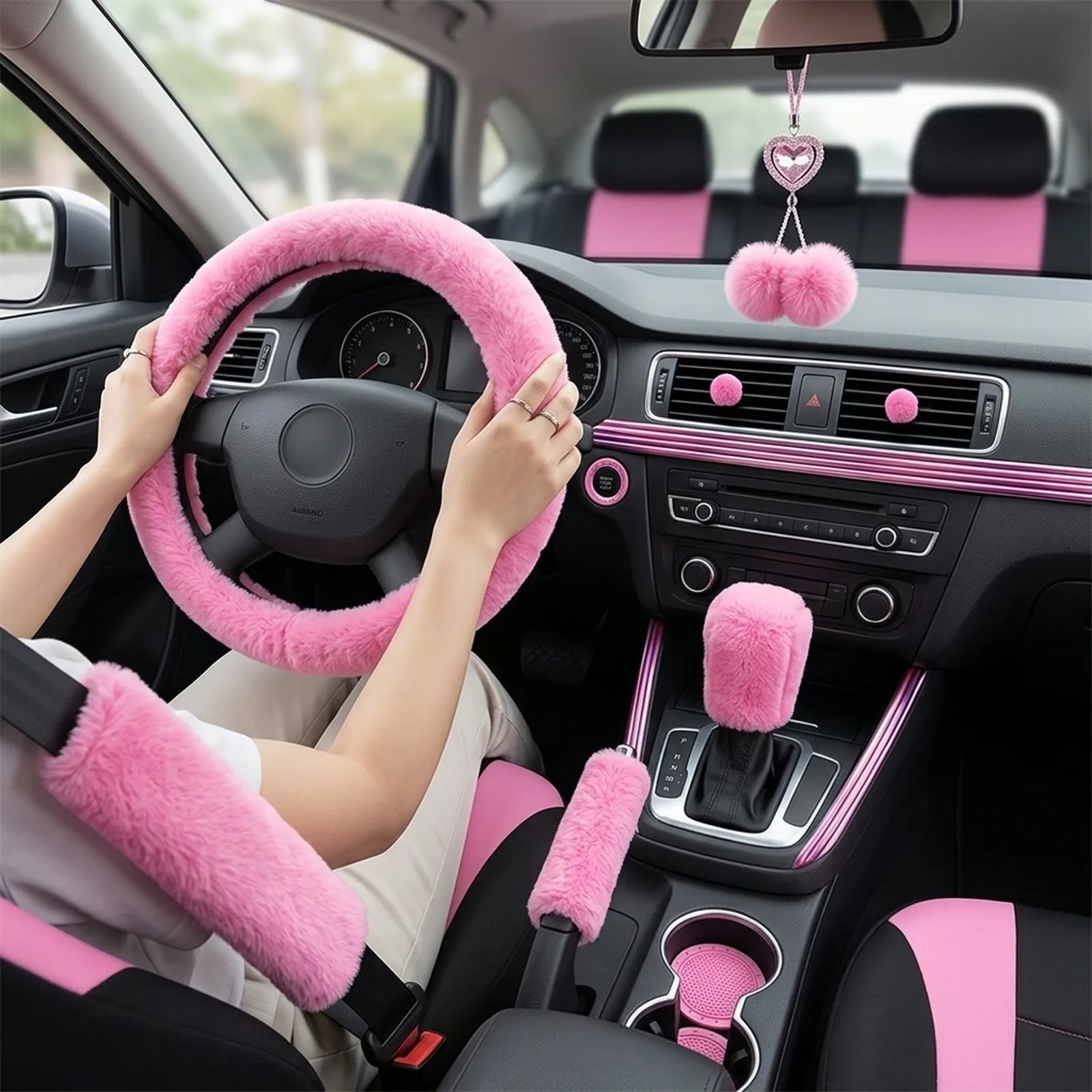 Black Car Cover Set Eye-catching Car Decoration Set Luxurious Design Car Decor Stylish And Functional Design For SUVs