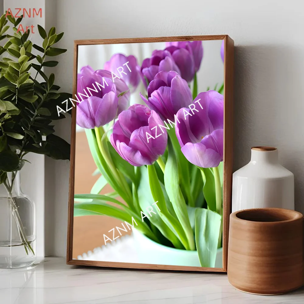 Purple Tulip Vintage Posters Sticky Whitepaper Prints Posters Artwork Posters Wall Stickers