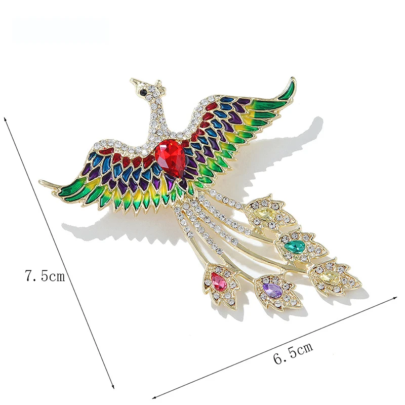 1PCS phoenix rhinestone boutonnier brooch women high-end temperament chest flower pin trend accessories luxury clothes accessory