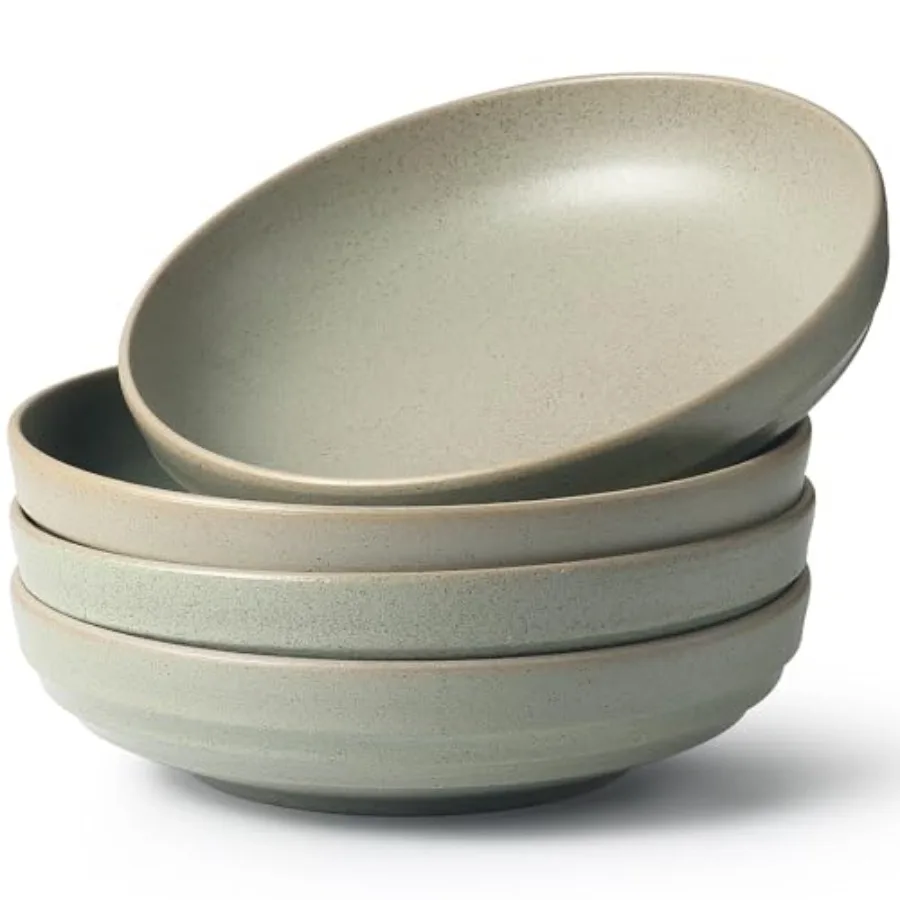 

Набор из 4 больших керамических салатников/мисок для пасты 9 дюймов, 42 унции, с двойной реактивной глазурью, идеально подходят для новоселья