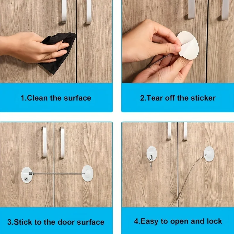1/2 قطعة قفل ثلاجة من الفولاذ المقاوم للصدأ لاصق قوي للمراهقين مع مفتاحين مناسبة لأقفال الخزانة وأقفال الأدراج #6