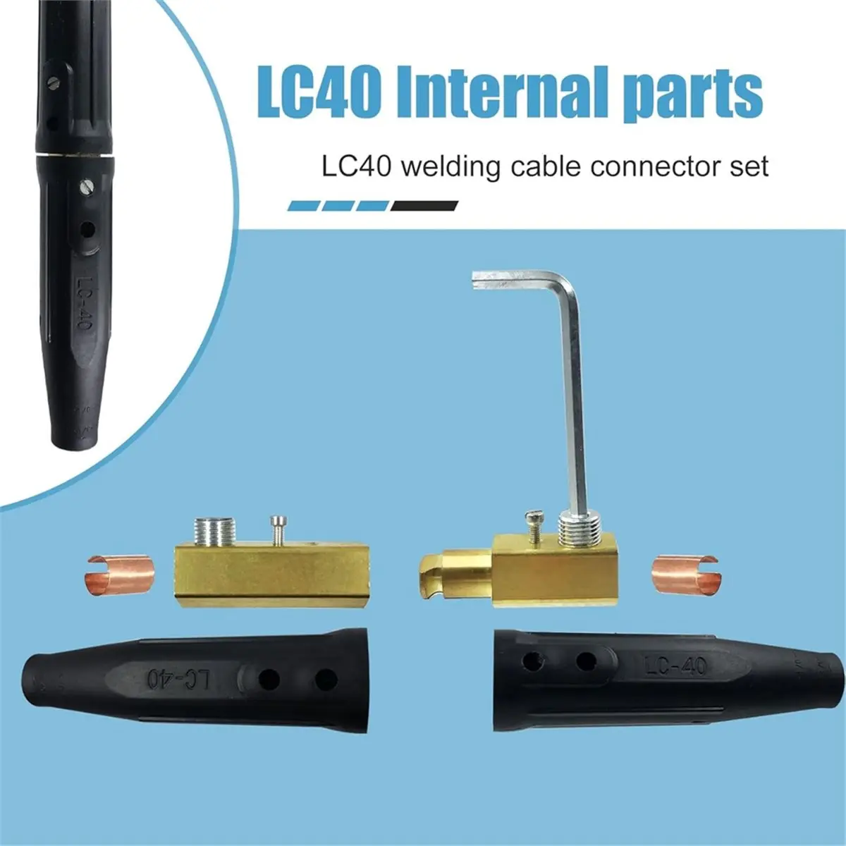 A78I 3 Pack LC-40 Welding Leads Quick Connector,Male & Female Welding Connectors, for 1/0 and 2/0 Welding Cable Size Capacity