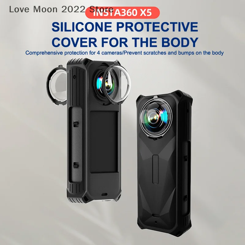 

Durable Silicone Protective Case for Insta360 X5, Includes Dropproof Lens Guard and Handy Lanyard