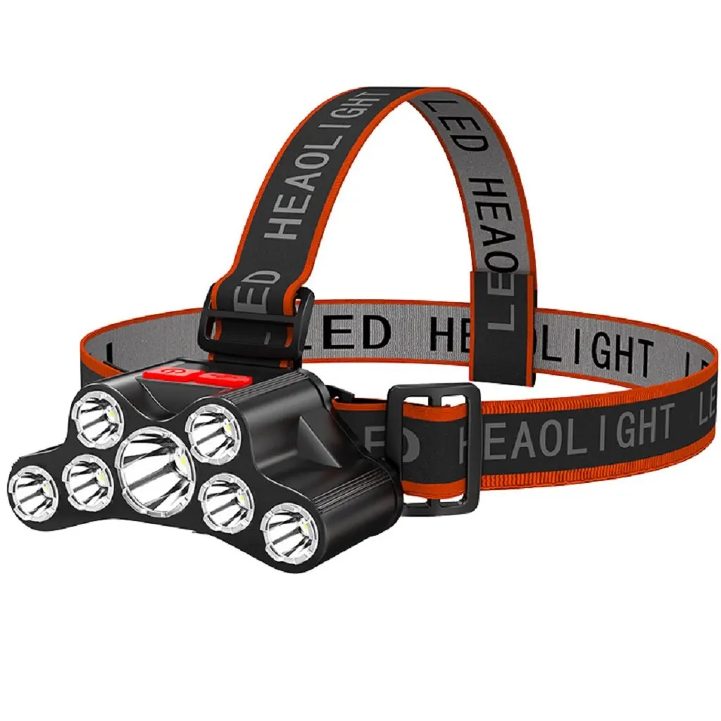 7LED Headlamp Rechargeable Waterproof Adjustable 4Modes Lightweight for Outdoor Camping Running Hiking Working