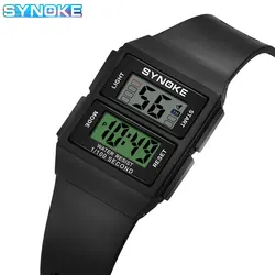 SYNOKE Student Rectangular Sports Electronic Watch Waterproof 50M Night Light Lightweight Design Alarm Clock Trend Retro Style