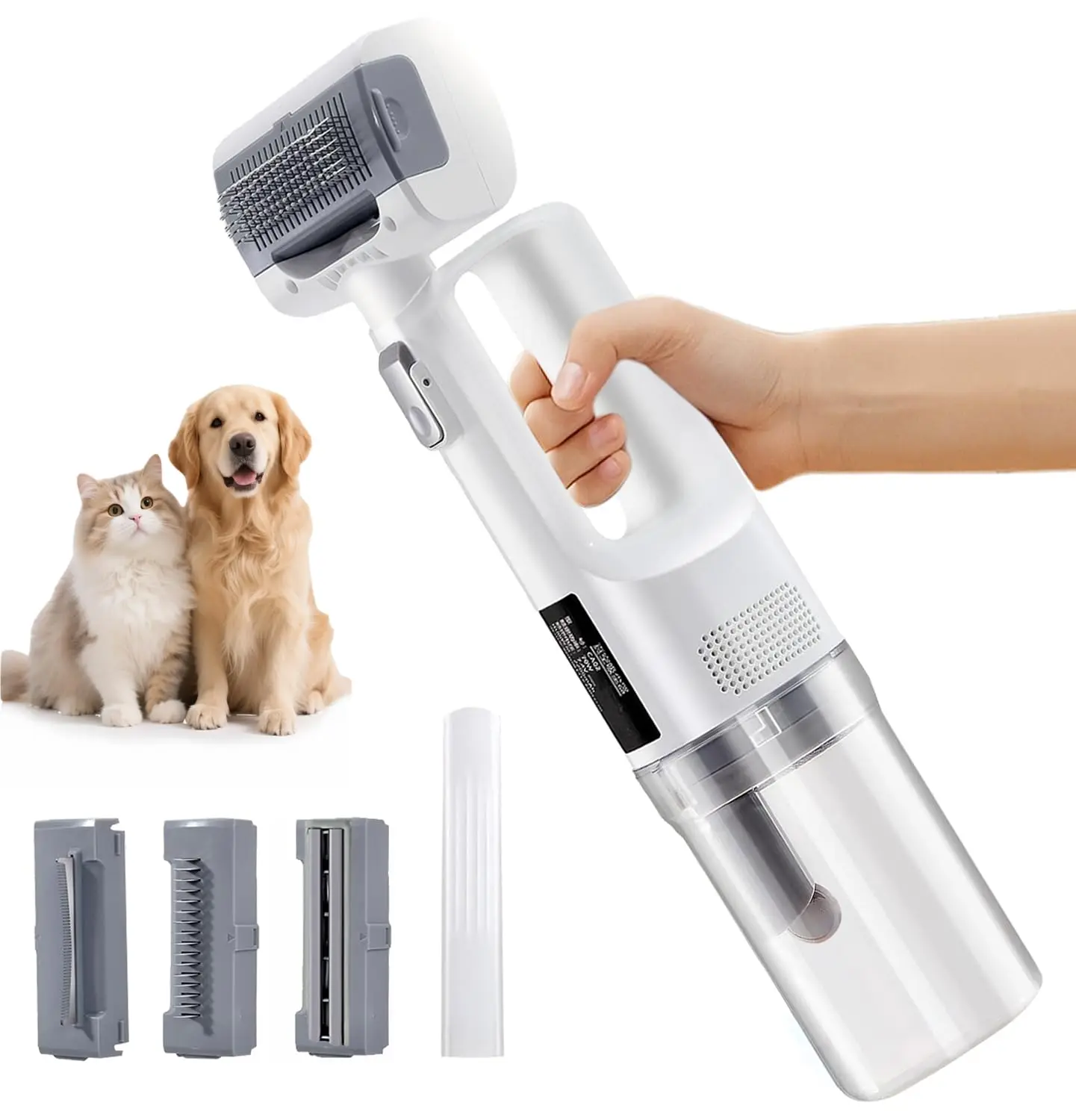Deshedding Brush And Vacuum Suction Grooming Tool For Pets_voghion.com