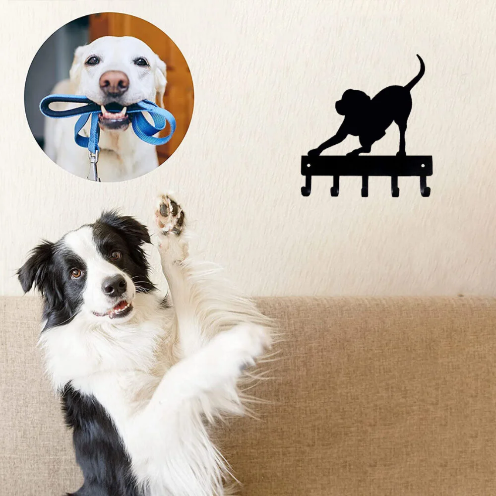 HELLOYOUNG Playful Pup Key Rack Dog Leash Hanger - New 9 Inch/6 Inch Wide Metal Wall HookLiving Room/Home Decoration