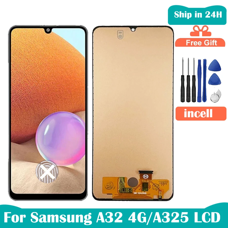 6.4\'\' Super AMOLED For Samsung A32 4G Display A325 A325F SM-A325F/DS LCD Screen Touch Digitizer Screen With Frame