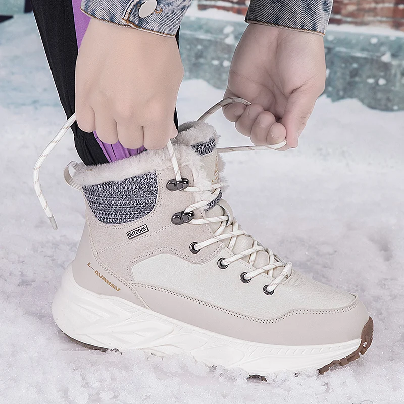 

Зимние ботинки, женские нескользящие непромокаемые зимние ботинки, зимняя обувь на платформе, ботильоны на толстом меху, высокие сапоги до бедра