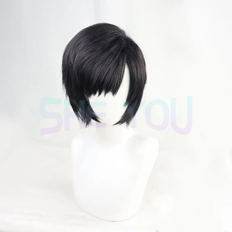 Yuffie Kisaragi Cosplay Wig Game FF7 Yuffie Kisaragi Black Short Heat Resistant Synthetic Hair Halloween Party Wigs + Wig Cap