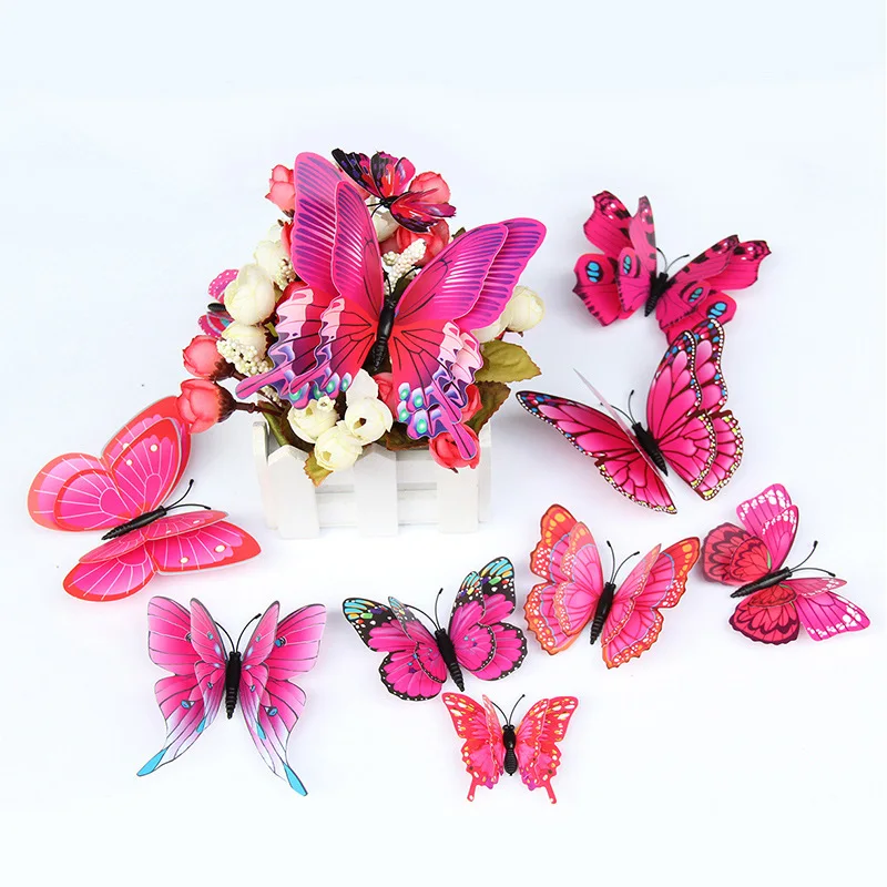 New 12/24pcs 3D Butterfly Wall Stickers Home Christmas Wedding Decoration Photography Props Magnetic Refrigerator Magnets view 2