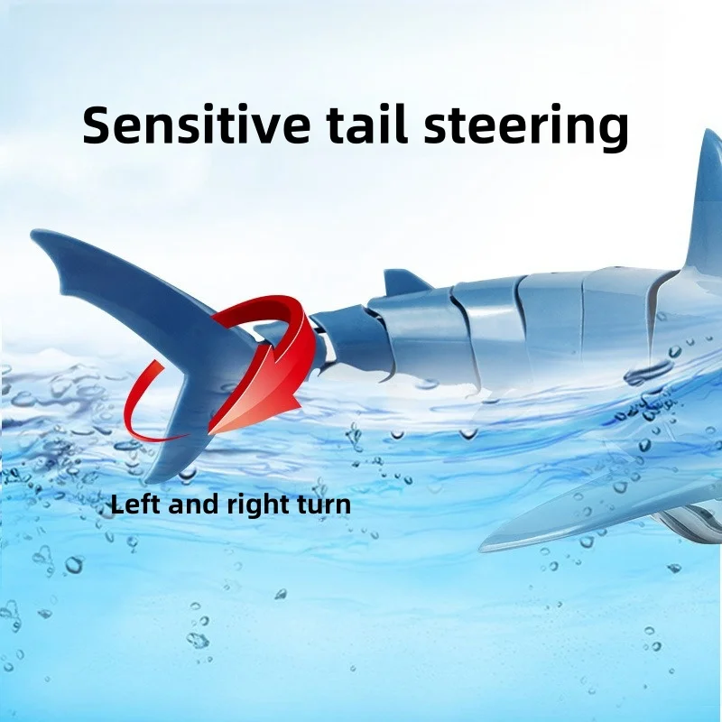 2024 New Simulation Electric Remote Control Boat Toy Four-way Great White Shark Joint Automatic Swinging Water Children's Toy