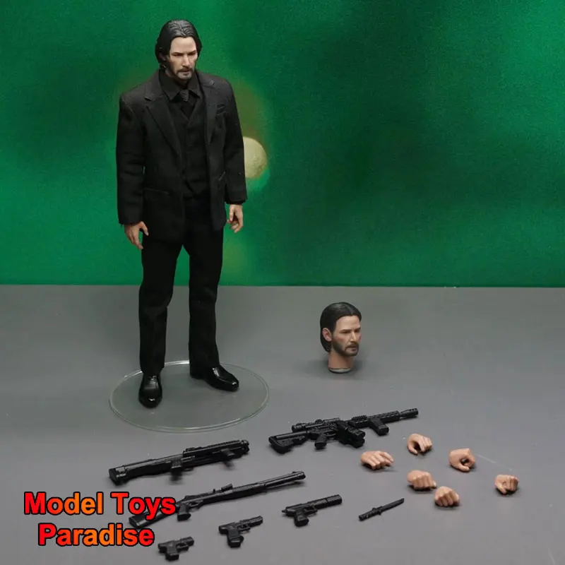 1/12 Men Soldier John Wick Killer Keanu Reeves Double Head Carving Full Set 6'' Action Figure Collectible Fans Gifts