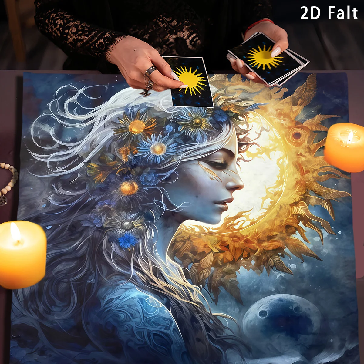 50/75/110/137cm Mystic Goddess Moon Phase Tarot Tablecloth Altar Cloth Tapestry Vine Tower Board Game Mat Card Pad Wall Rug