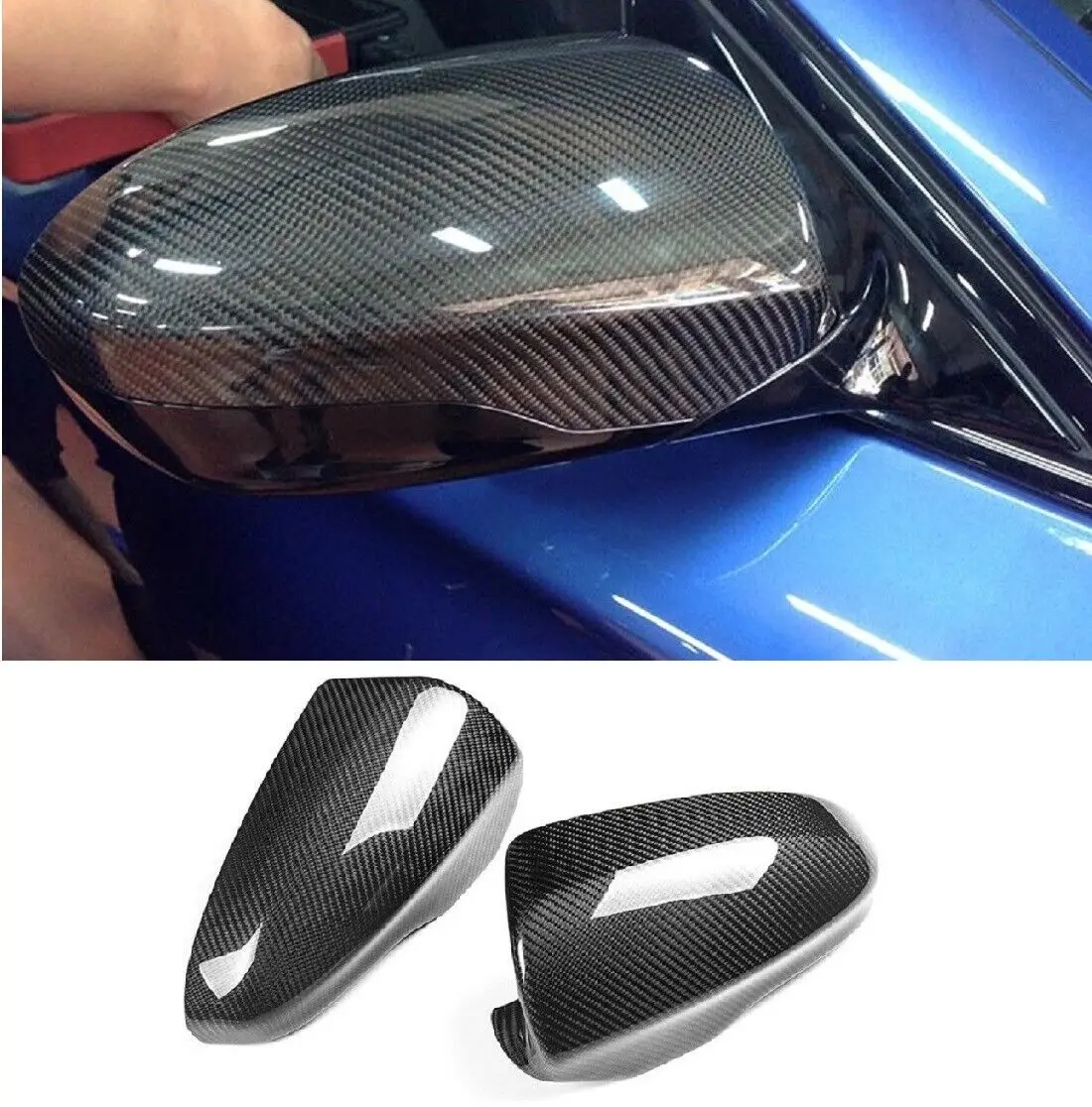 Real Carbon Fiber Door Side Rear View Mirror Cover Caps Add For BMW M6 F06 F12 F13 2012-18