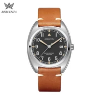 Relojes de cuarzo de piel de vaca de la marca BERLENTA, reloj de pulsera para hombre, reloj deportivo militar de lujo