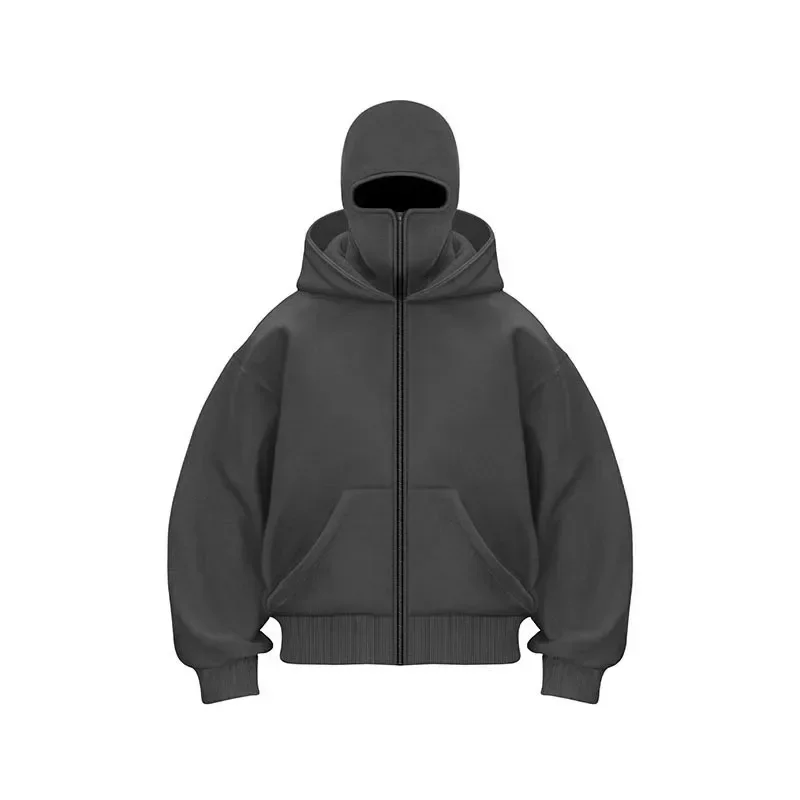 

2025 Autumn/Winter New Men's Fashion Casual Zipper Pocket Mask Hoodie Windproof and Warm Cycling Mountaineering Cloth