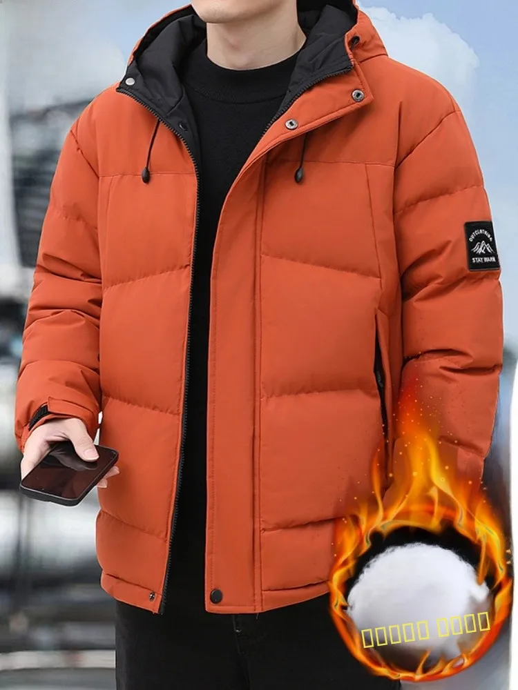 

Paul Men's Winter Thiened down Cotton Jaet Hooded Bread Sle Warm Coat Youth Casual Faion Polyester Fiber Zipper Closure