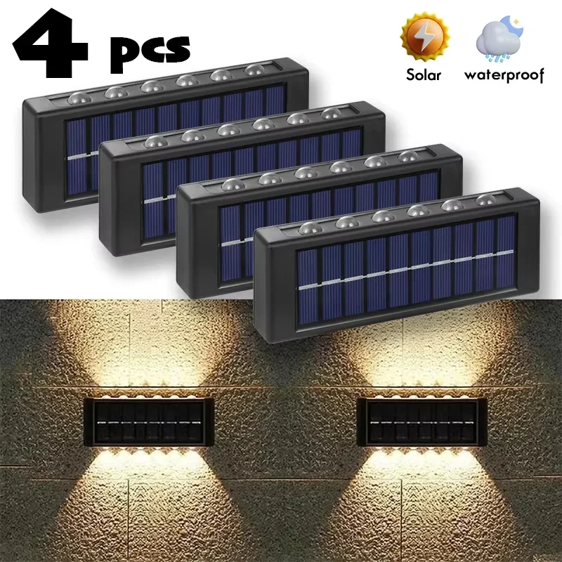

LED Solar Light Outdoor Waterproof Wall Lamp Up And Down Luminous Lighting for Garden Street Landscape Balcony Decor 1~4pcs New