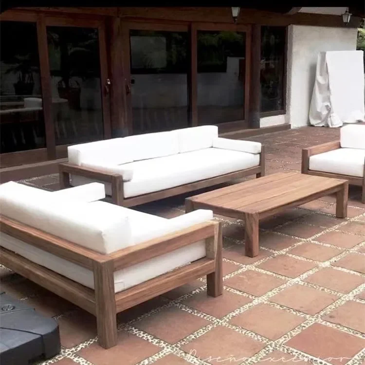 

Leisure Outdoor wood Furniture waterproof villa sectional garden solid teak wood outdoor sofa
