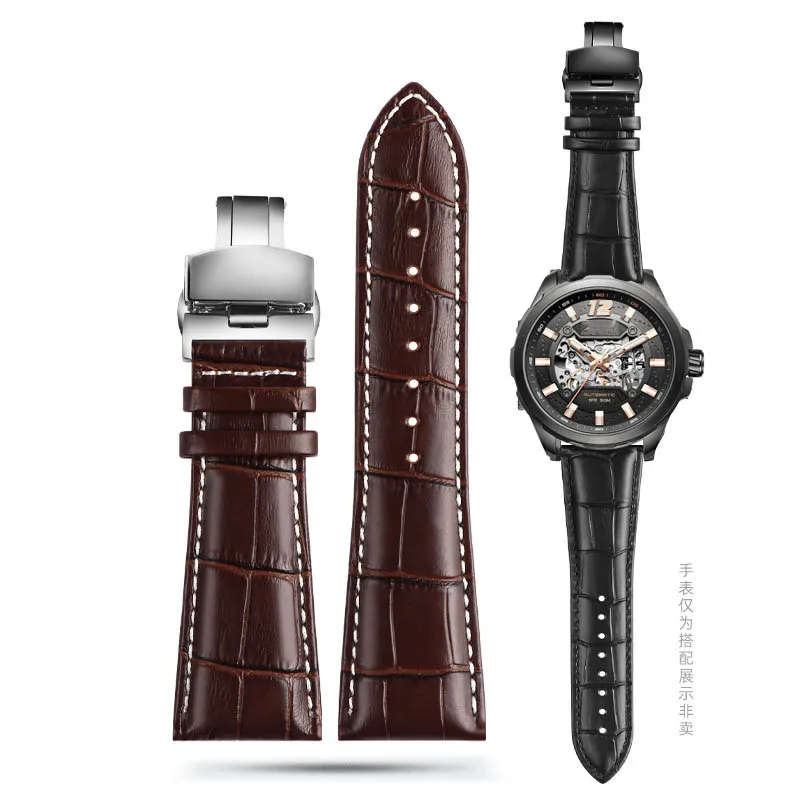 22mm 23mm 24mm 26mm 28mm Big Width Watchband for Armani AR2411 Panerai PA111 441 Jeep Large Size Genuine Leather Watch Strap