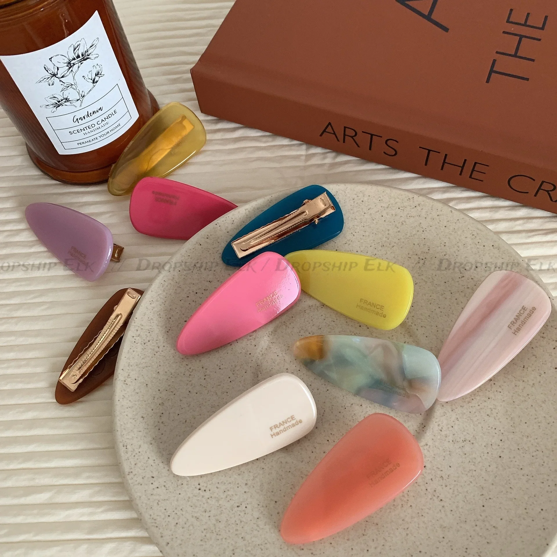 Novos grampos de cabelo bonitos acetato pequenos presilhas geométricas simples cor pastel grampos de cabelo coreano ins acessórios femininos pinos laterais