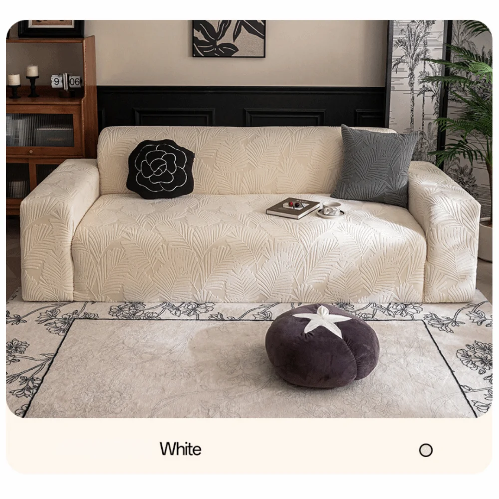 

Новый бархатный чехол для дивана, эластичная окантовка, однотонная защита для дивана, большой узор в виде листьев, моющийся чехол для дивана, внутренний декор