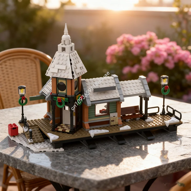 637 pièces MOC hiver Village gare Mods modèle blocs de Construction jouet Construction idée créative éducation cadeau de noël brique