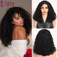 IJOY Burmese Curly Natural Black Human Hair Wig Tiny Body Wave with Spiral Curls End 13x4 Lace Front Wig 180 Density Blend Curly