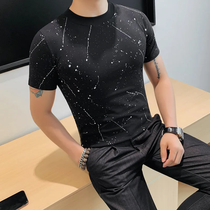 High Quality Summer T-shirt for Men Short Sleeve Slim Fit Tshirts Fashion Slim Fit Round Neck Casual Business Tee Tops 2024