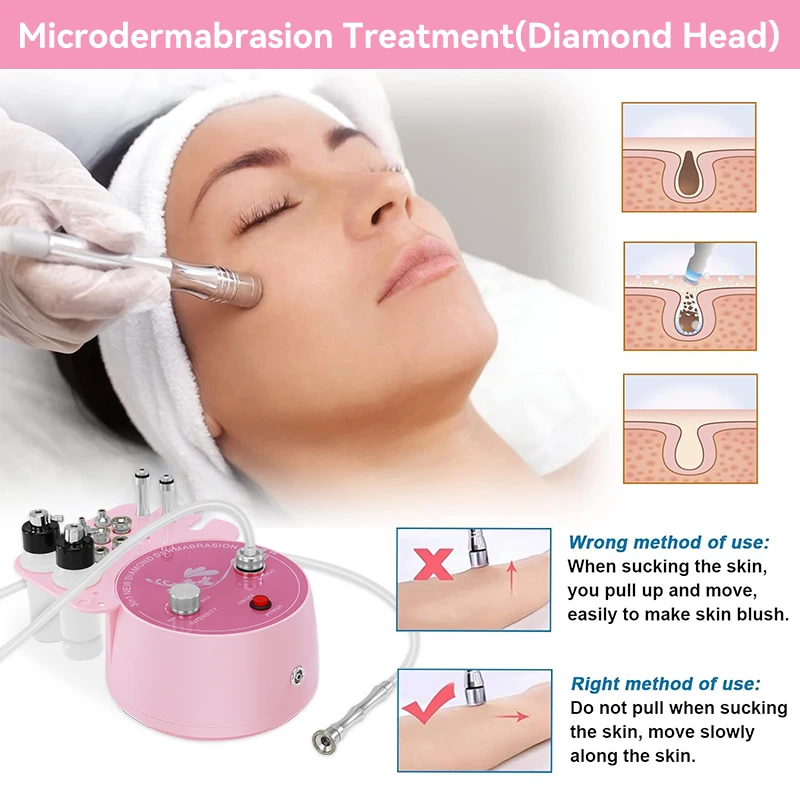 DermDelhi Diamond-Appareil de soins de la peau rose pour l'élimination des points noirs du visage, machine d'hydratation déformable, acné