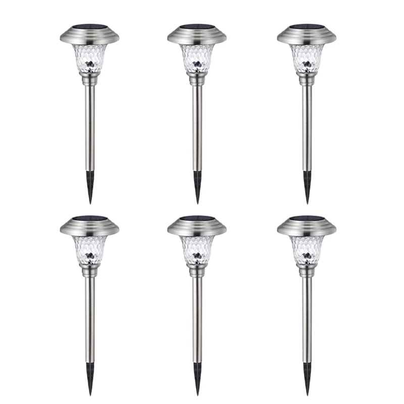 

6Pcs Solar Pathway Lights Outdoor Glass Stainless Steel Outside Lights, 10 Lumens Ledwaterproof Solar Lights For Garden Durable