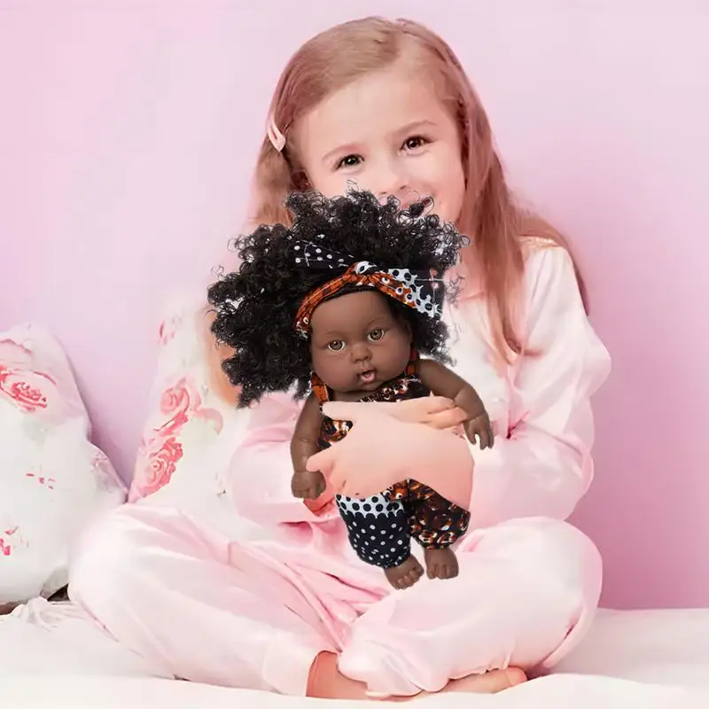 Zwarte Babypop Echt Uitziende Baby Poppen Realistische Zwarte Pasgeboren Baby Meisje Poppen Afro Amerikaanse Reborn Peuter Poppen Voor Meisjes