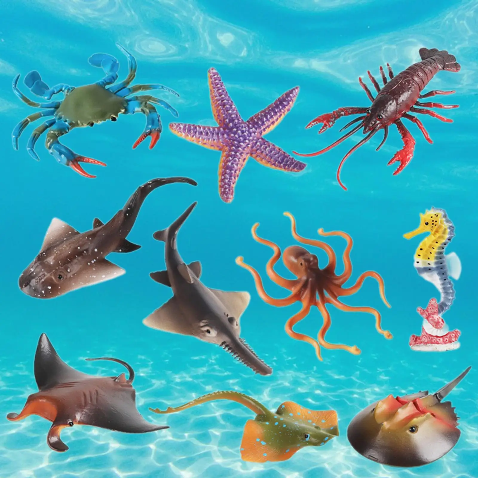 10 Pieces Fake Sea Animals Playset Figurines Artificial Animal Model Toy