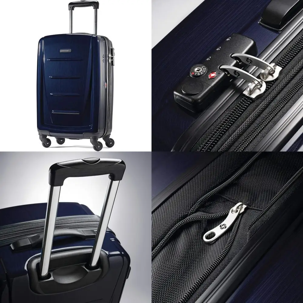 Carry-On Navy Hardside Spinner Luggage 20-Inch, Lightweight Travel Suitcase with Durable Wheels for Efficient Mobility