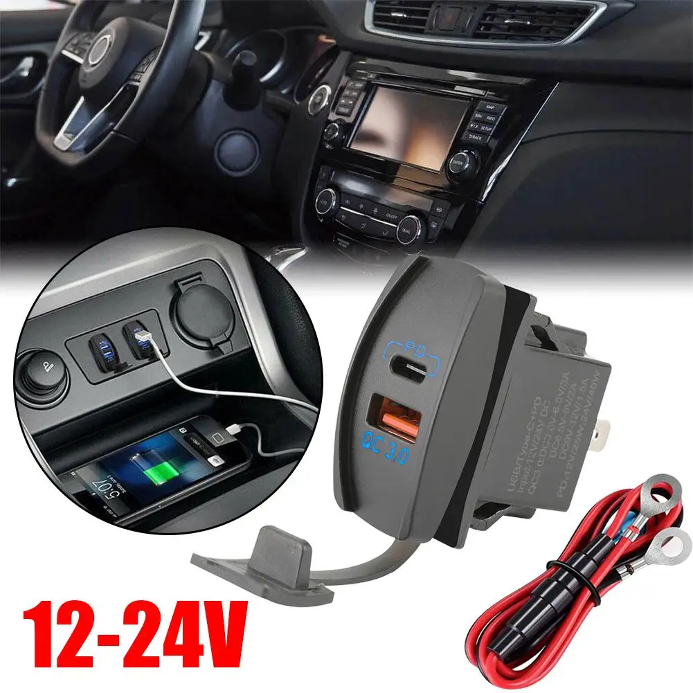 DaierTek USB Rocker Switch 12V Waterproof PD & QC 3.0 Dual Ports Outlet USB Charger Socket for Car UTV RZR RV Truck Marine J5E3