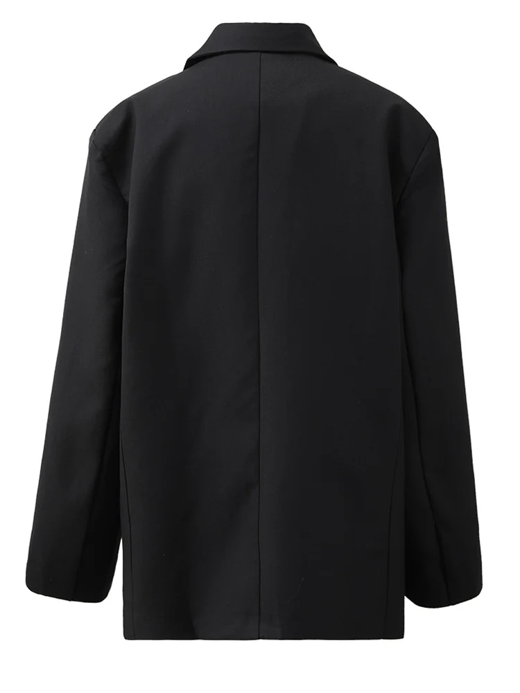 [EAM] Blazer Vintage di grandi dimensioni con ricamo nero da donna nuova giacca a maniche lunghe con risvolto moda marea primavera autunno 2024 CPG1471