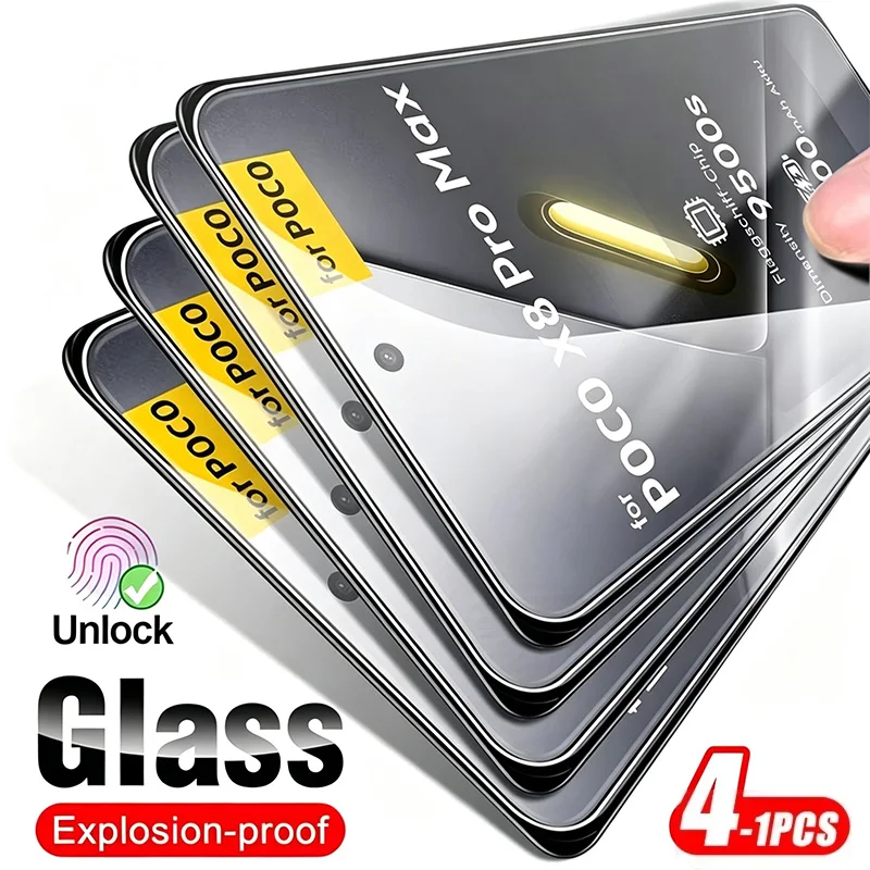 9H klares gehärtetes Glas für Poco X8 Pro Max F7 F8 Ultra Pro Displayschutzfolie Schutzfolie Fingerabdruck-Entsperrungshülle Firendly